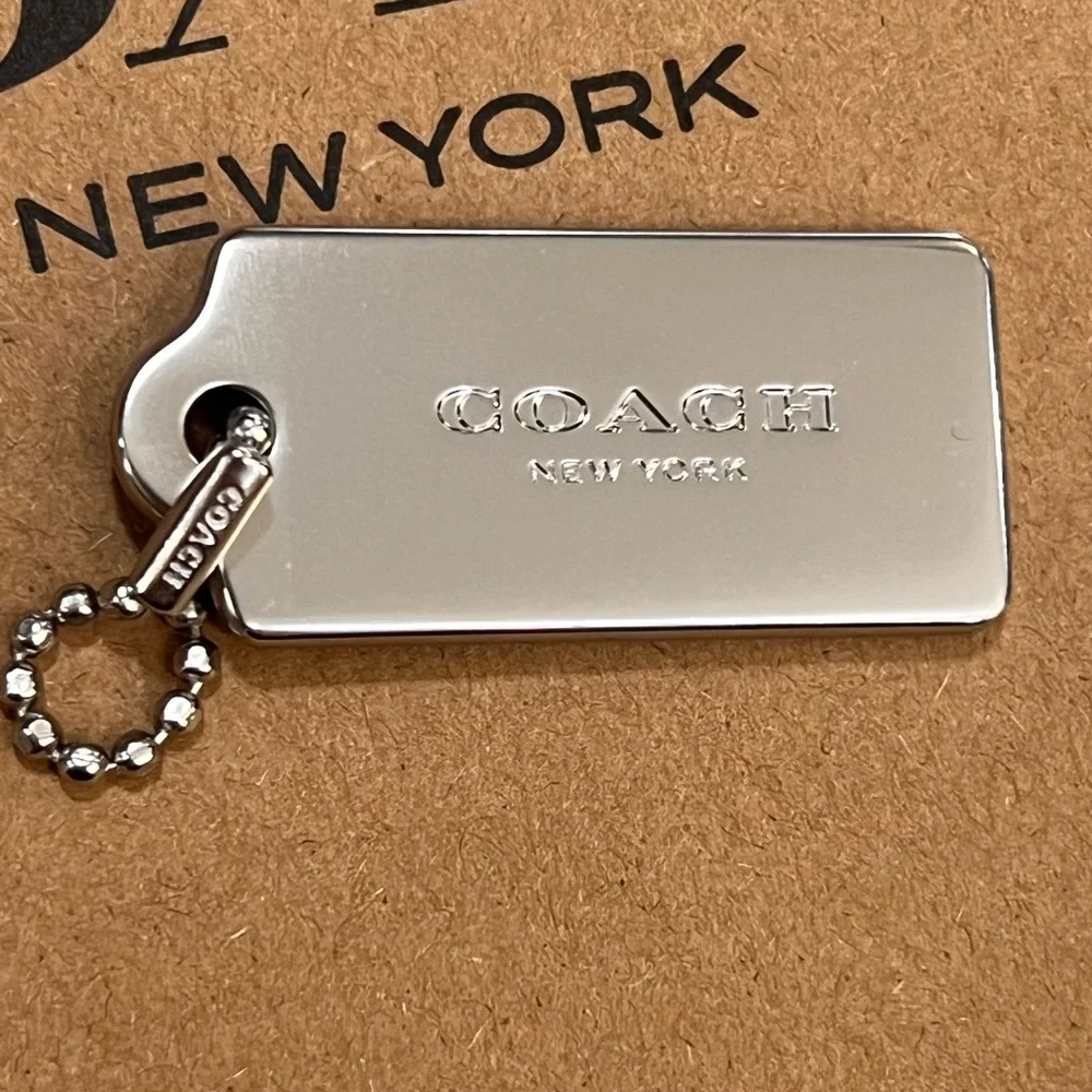Coach Silver Engraved Dog Tag Keychain